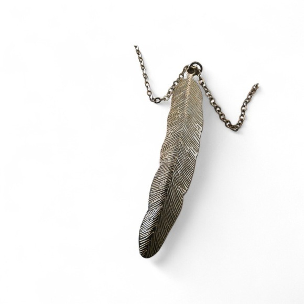 Boho Layered Feather Necklace Turquoise Silver Tone - Picture 5 of 6